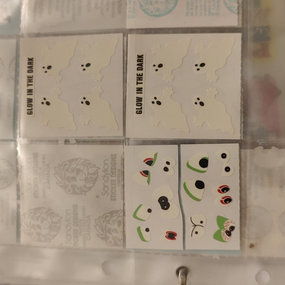 3 Sandylion Stickers glow in the dark eyes abd ghosts